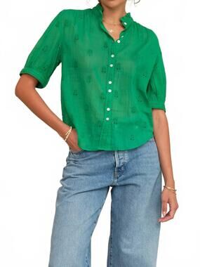 NEW M.A.B.E. frani embroidered top in green